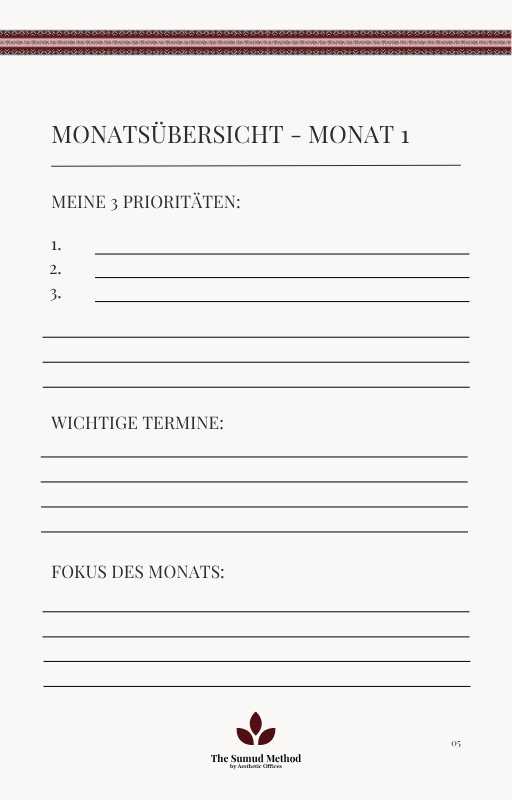 Sumud Planner – Dein Planer für Resilienz, Struktur & mentale Balance